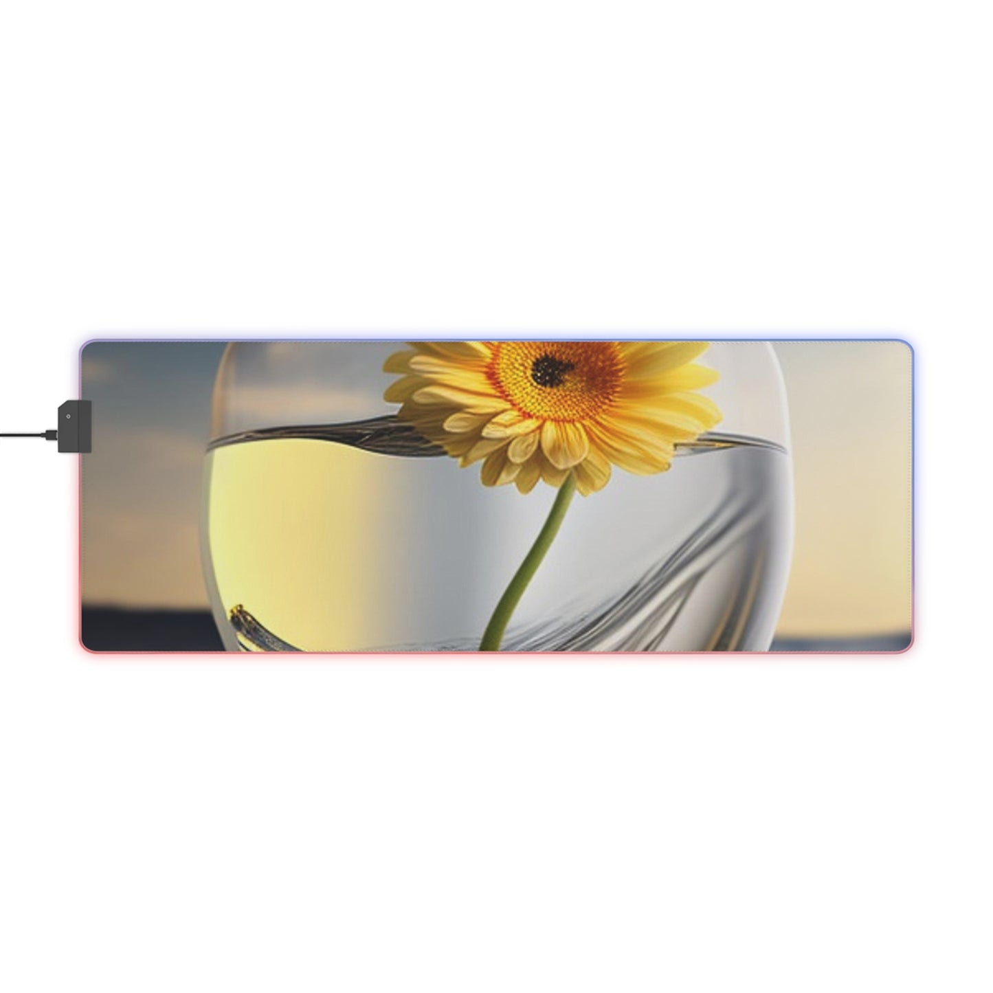 LED Gaming Mouse Pad yello Gerbera glass 1