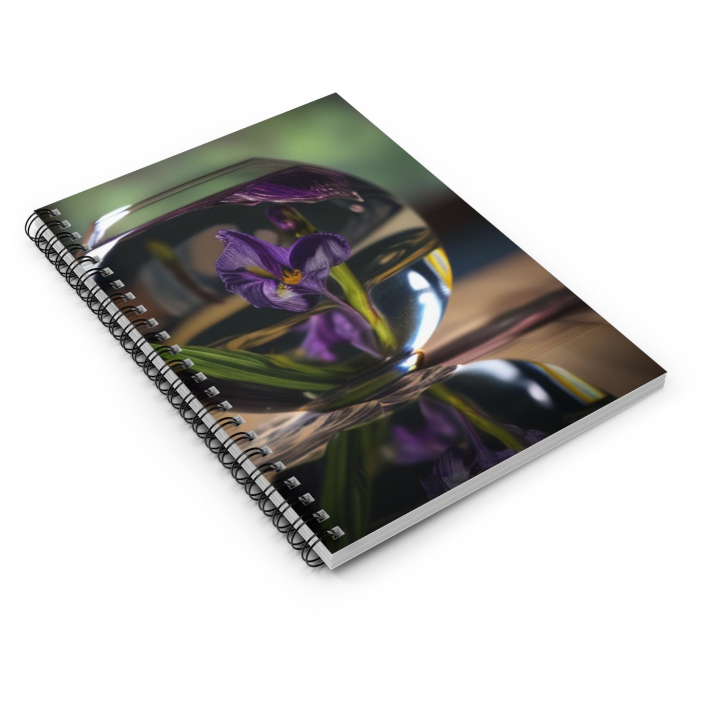 Spiral Notebook - Ruled Line Purple Iris in a vase 1