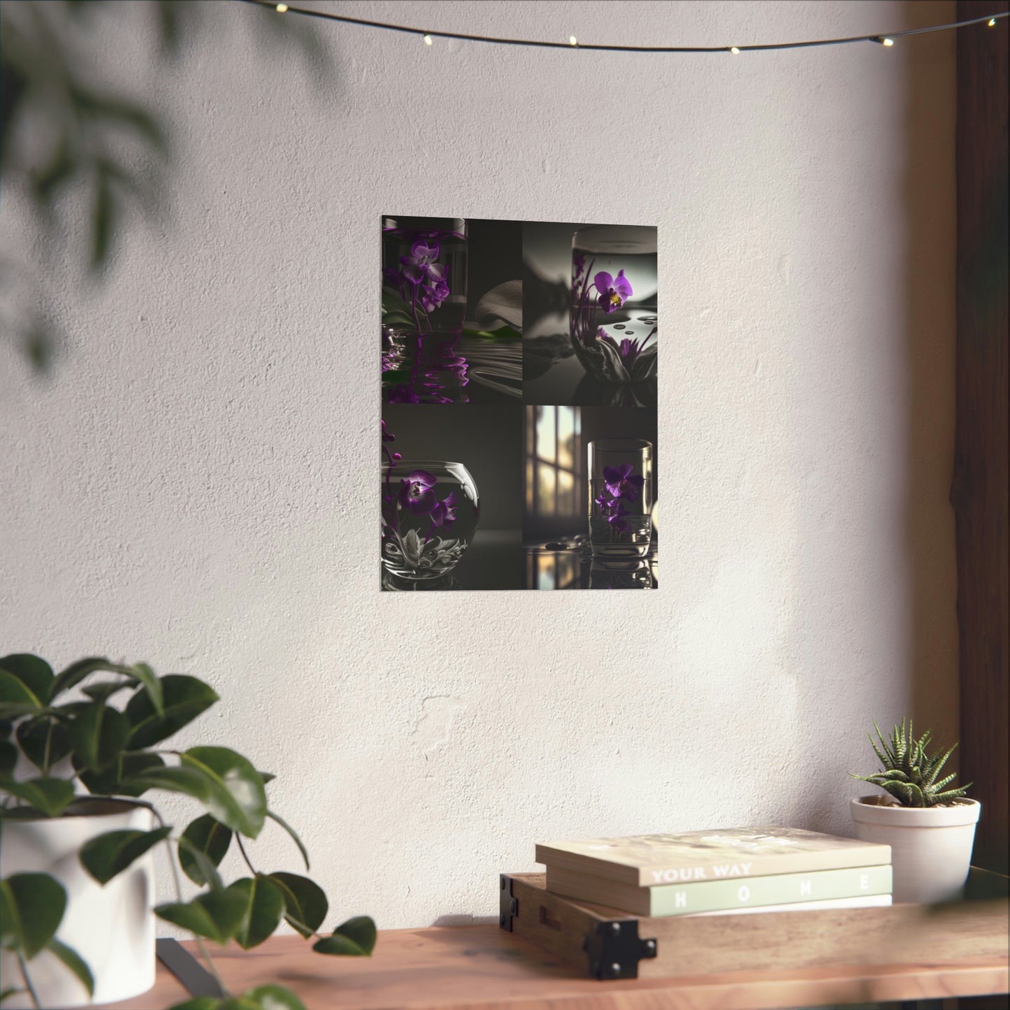 Premium Matte Vertical Posters Purple Orchid Glass vase 5