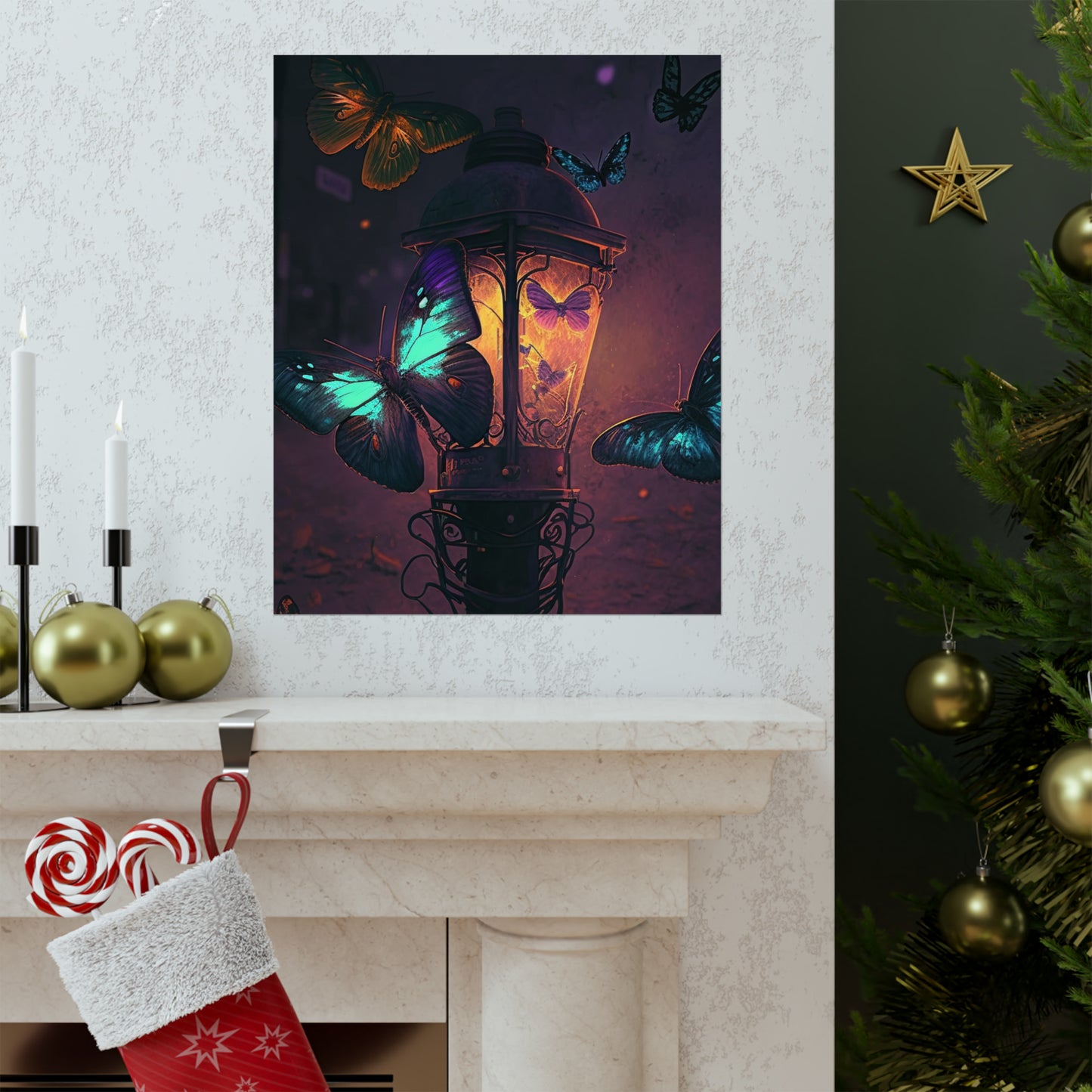 Premium Matte Vertical Posters Street Light Butterfly 4