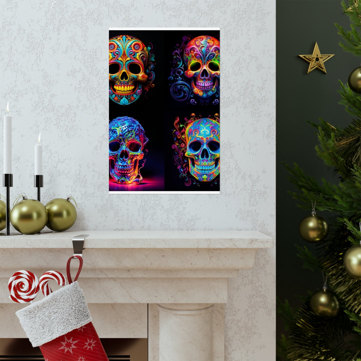 Premium Matte Vertical Posters Macro Skull Color 5