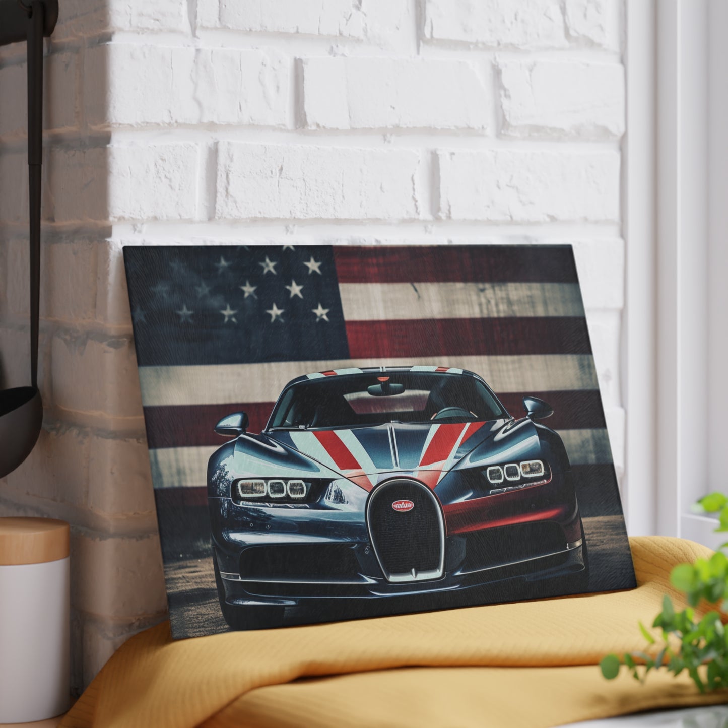 Glass Cutting Board Bugatti Flag 2