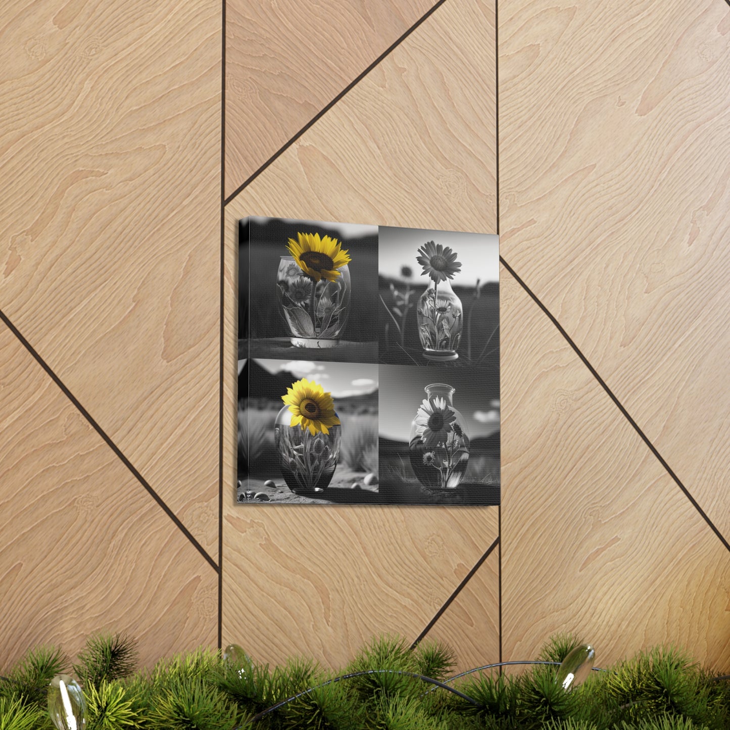 Canvas Gallery Wraps Yellw Sunflower in a vase 5