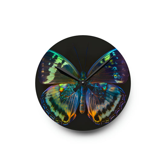 Acrylic Wall Clock Neon Butterfly Flair 4