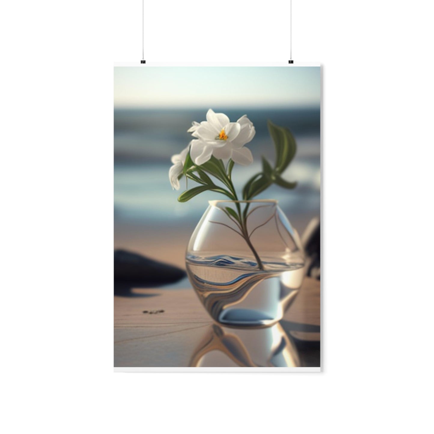 Premium Matte Vertical Posters Jasmine glass vase 3