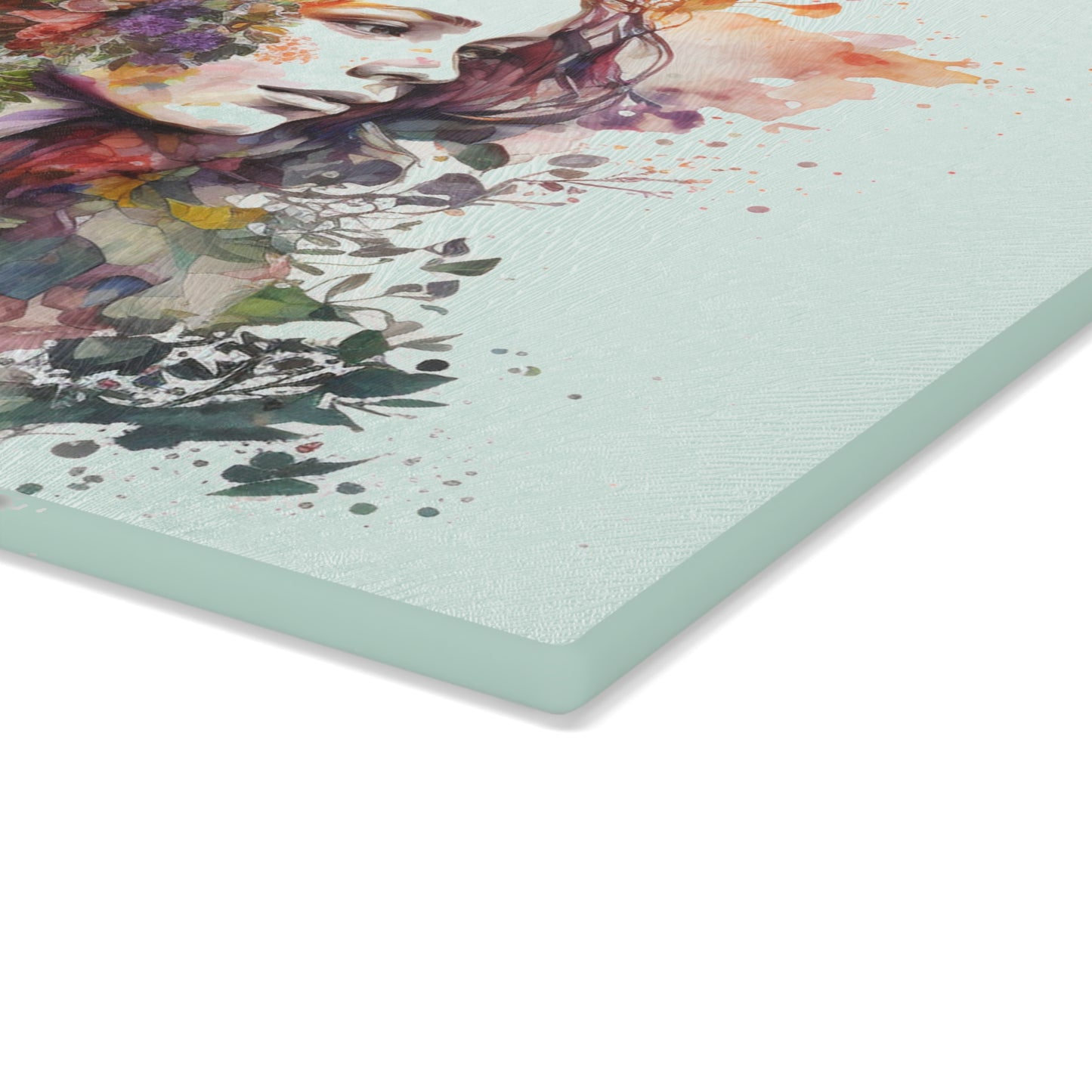 Glass Cutting Board Mother Nature Bright Spring Colors Realistic Watercolor 3