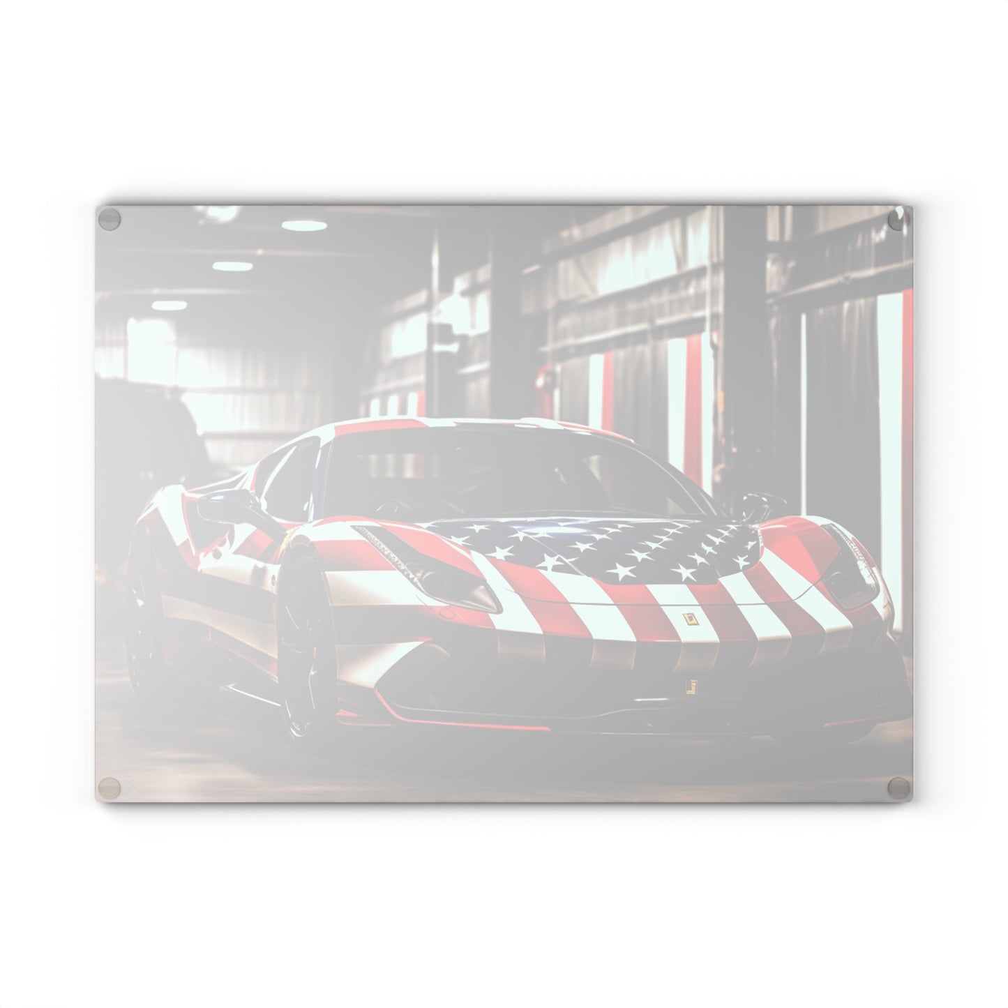 Glass Cutting Board American Flag Farrari 3