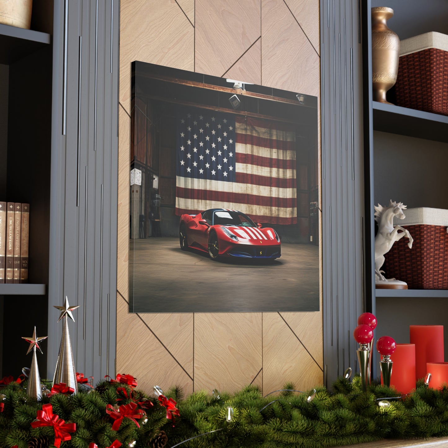 Canvas Gallery Wraps American Flag Farrari 4