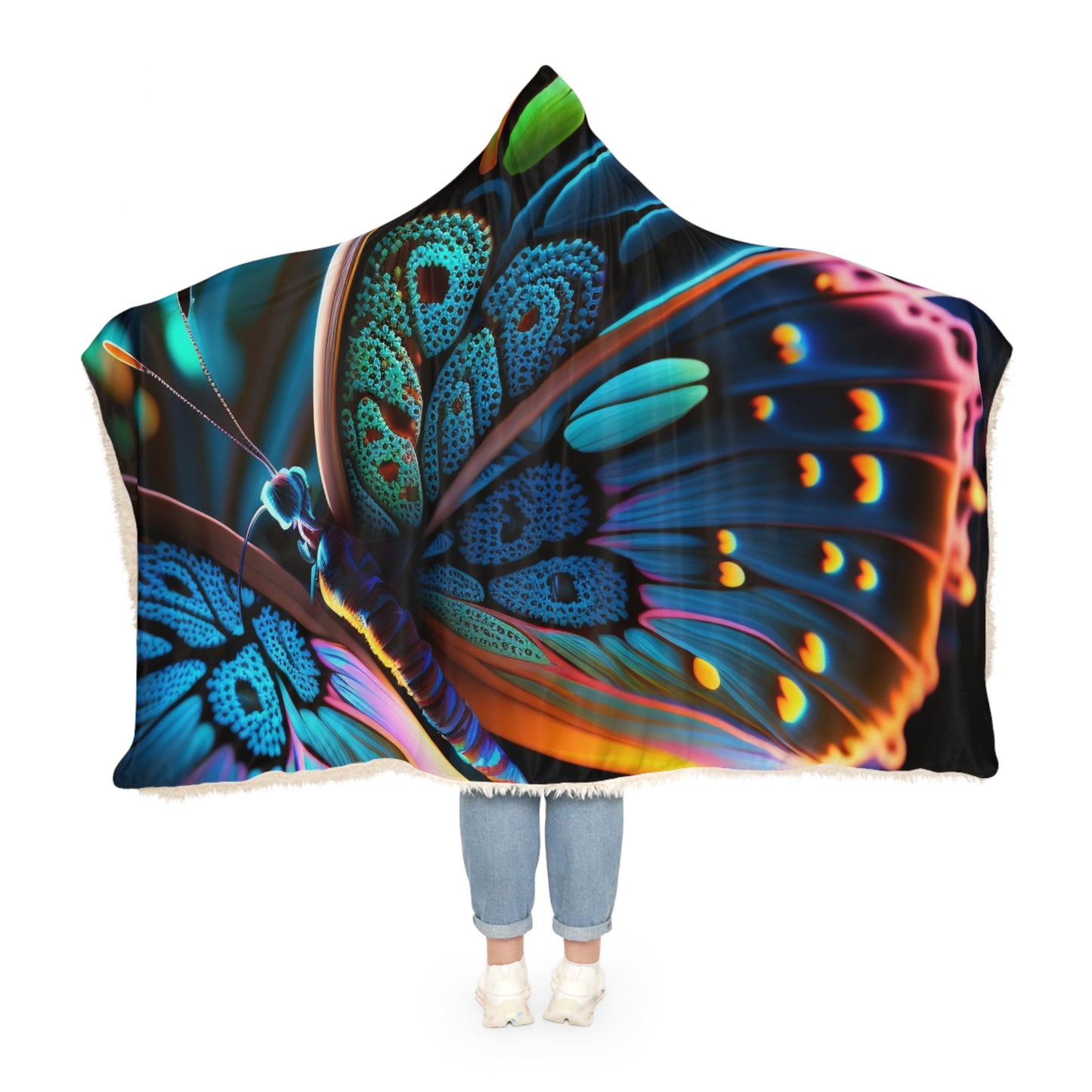 Snuggle Hooded Blanket Neon Butterfly Macro 2