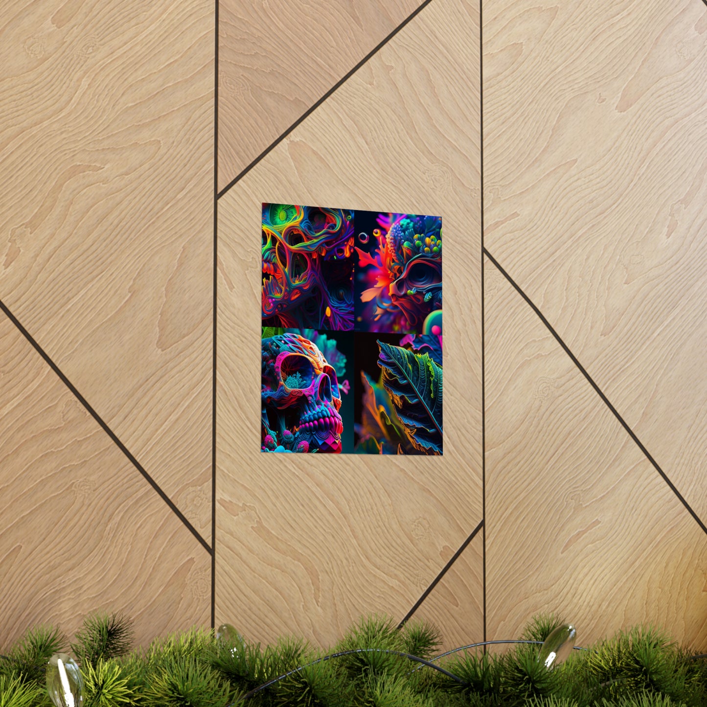 Premium Matte Vertical Posters Florescent Skull Death 5