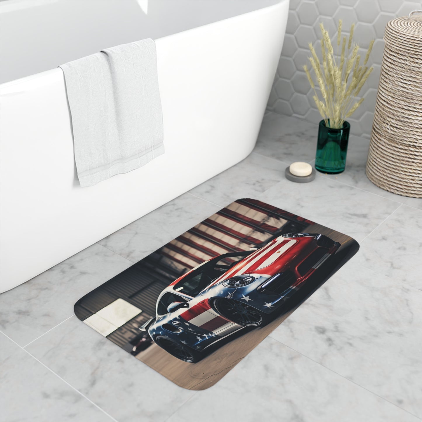 Memory Foam Bath Mat American Flag Porsche 2