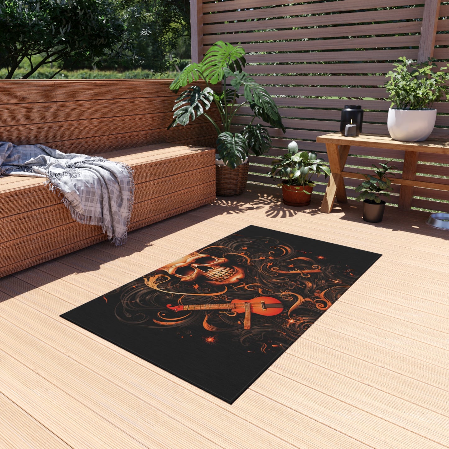 Outdoor Rug  Skull Treble Clef 4