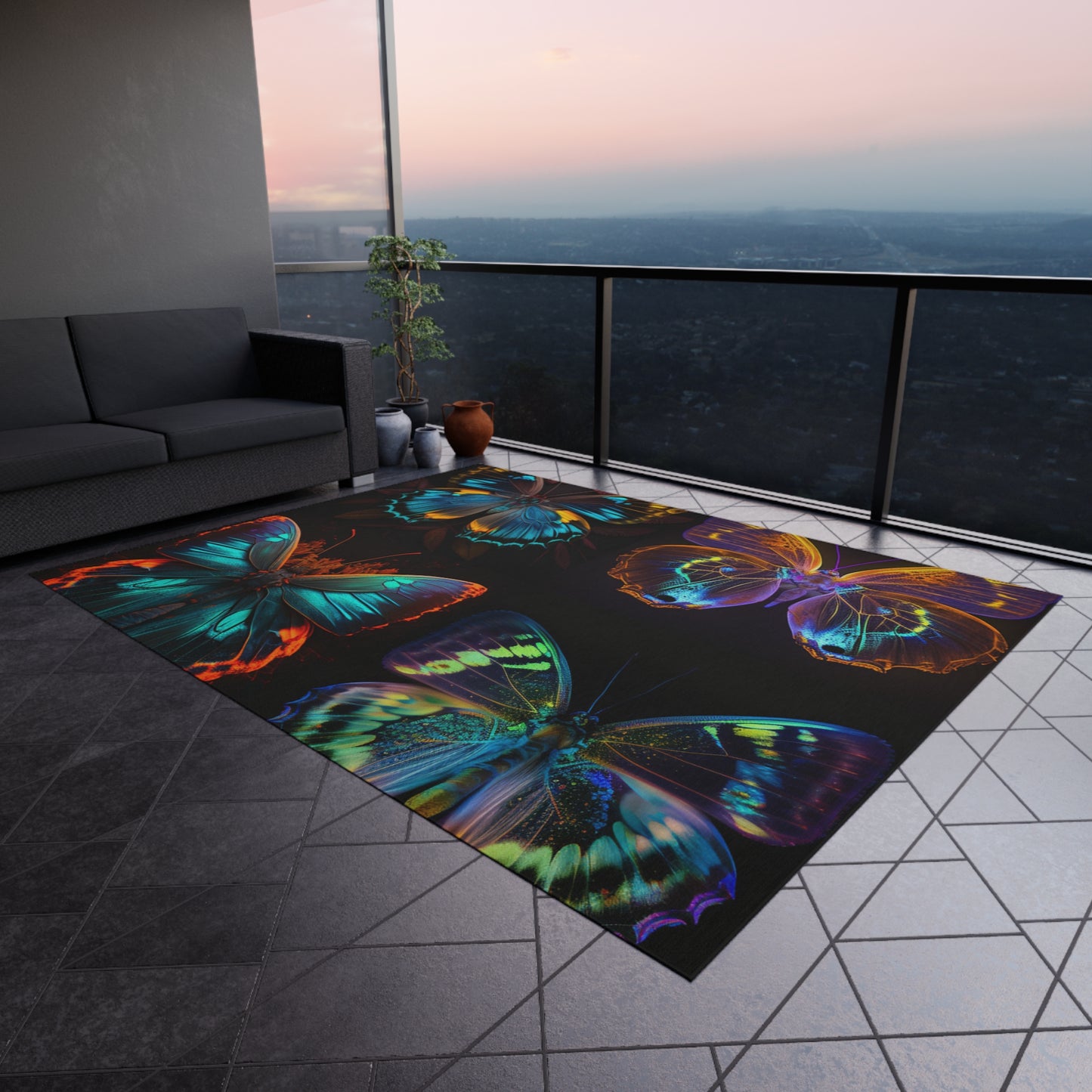 Outdoor Rug  Neon Butterfly Flair 5