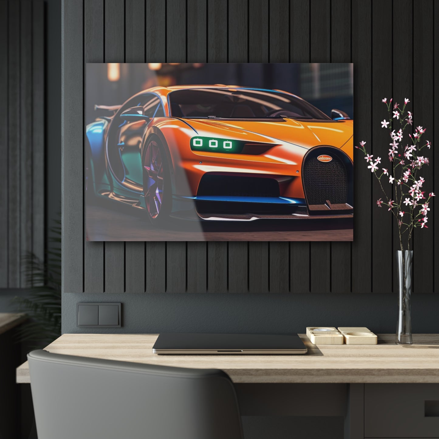 Acrylic Prints Hyper Bugatti Neon Chiron 1