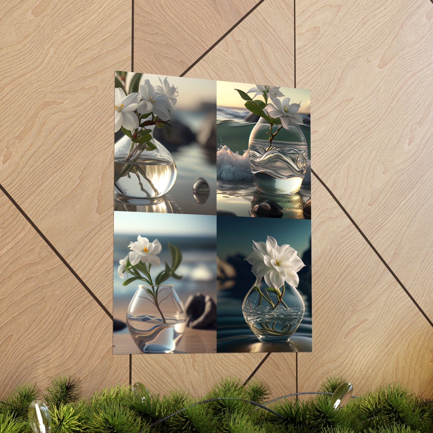 Premium Matte Vertical Posters Jasmine glass vase 5