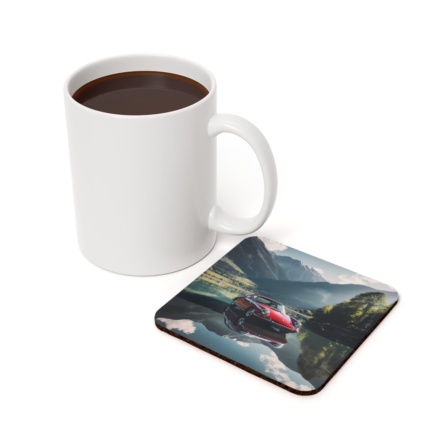 Cork Back Coaster Porsche Lake 3