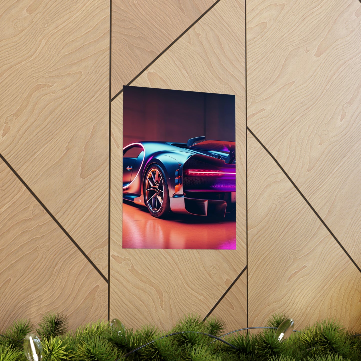 Premium Matte Vertical Posters Hyper Bugatti Neon Chiron 2