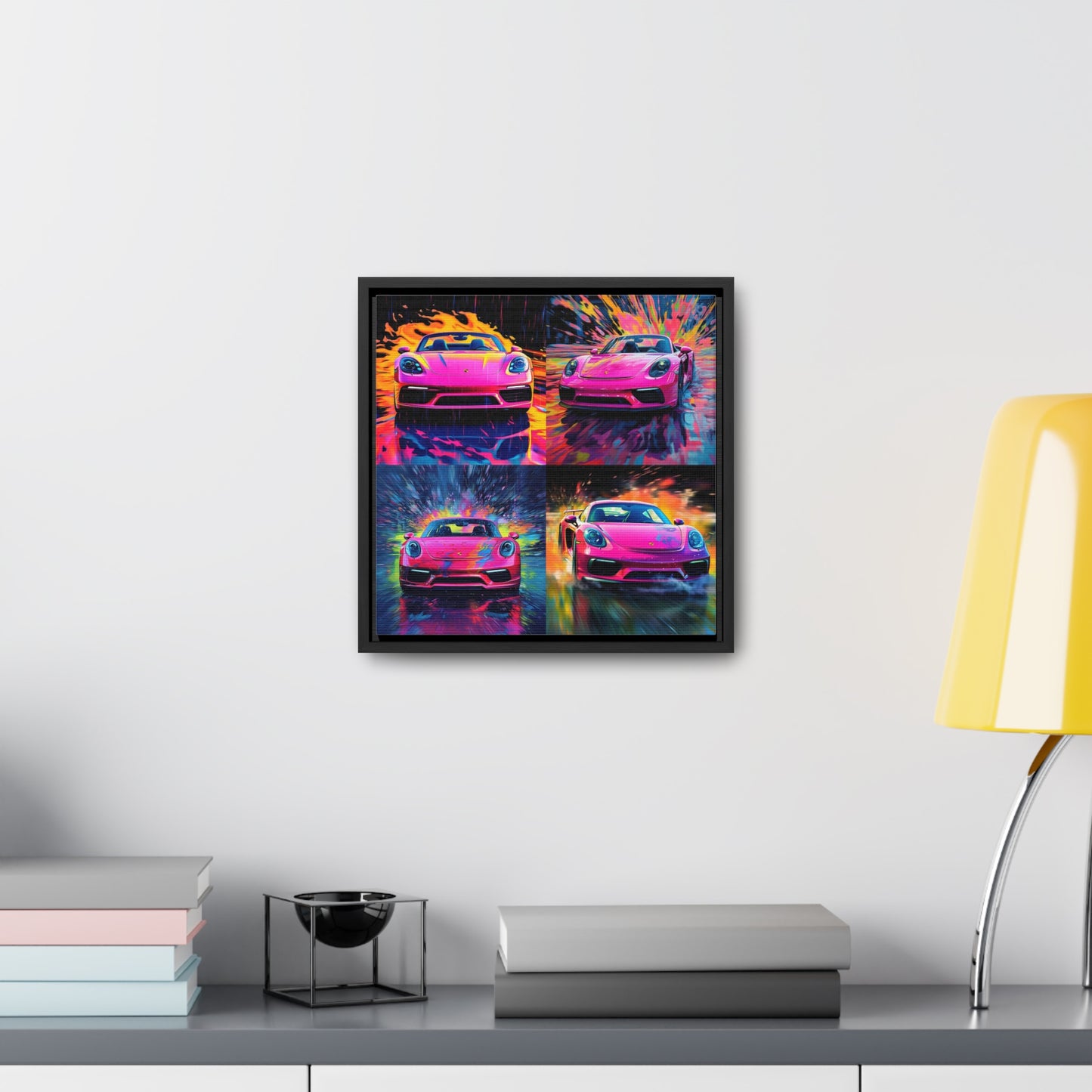 Gallery Canvas Wraps, Square Frame Pink Porsche water fusion 5