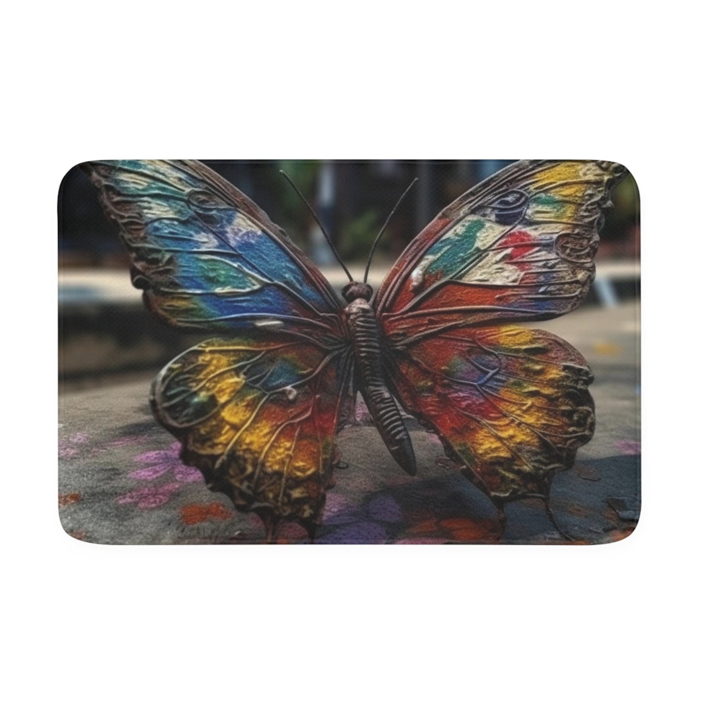 Memory Foam Bath Mat Liquid Street Butterfly 3