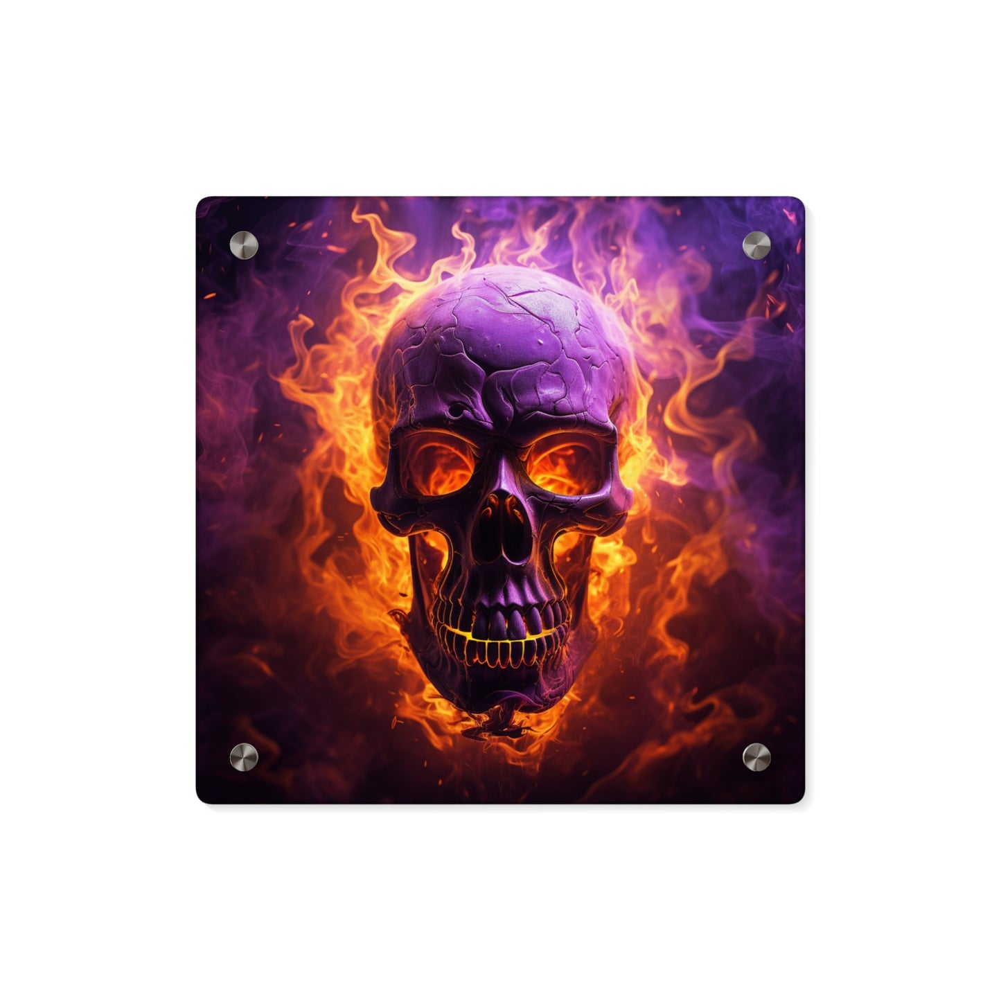 Acrylic Wall Art Panels Skull Flames 3