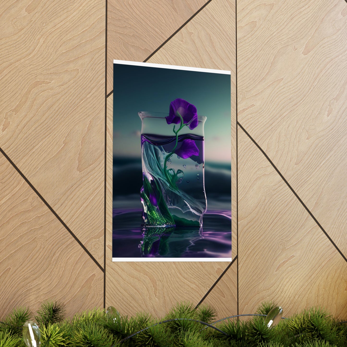 Premium Matte Vertical Posters Purple Sweet pea in a vase 3