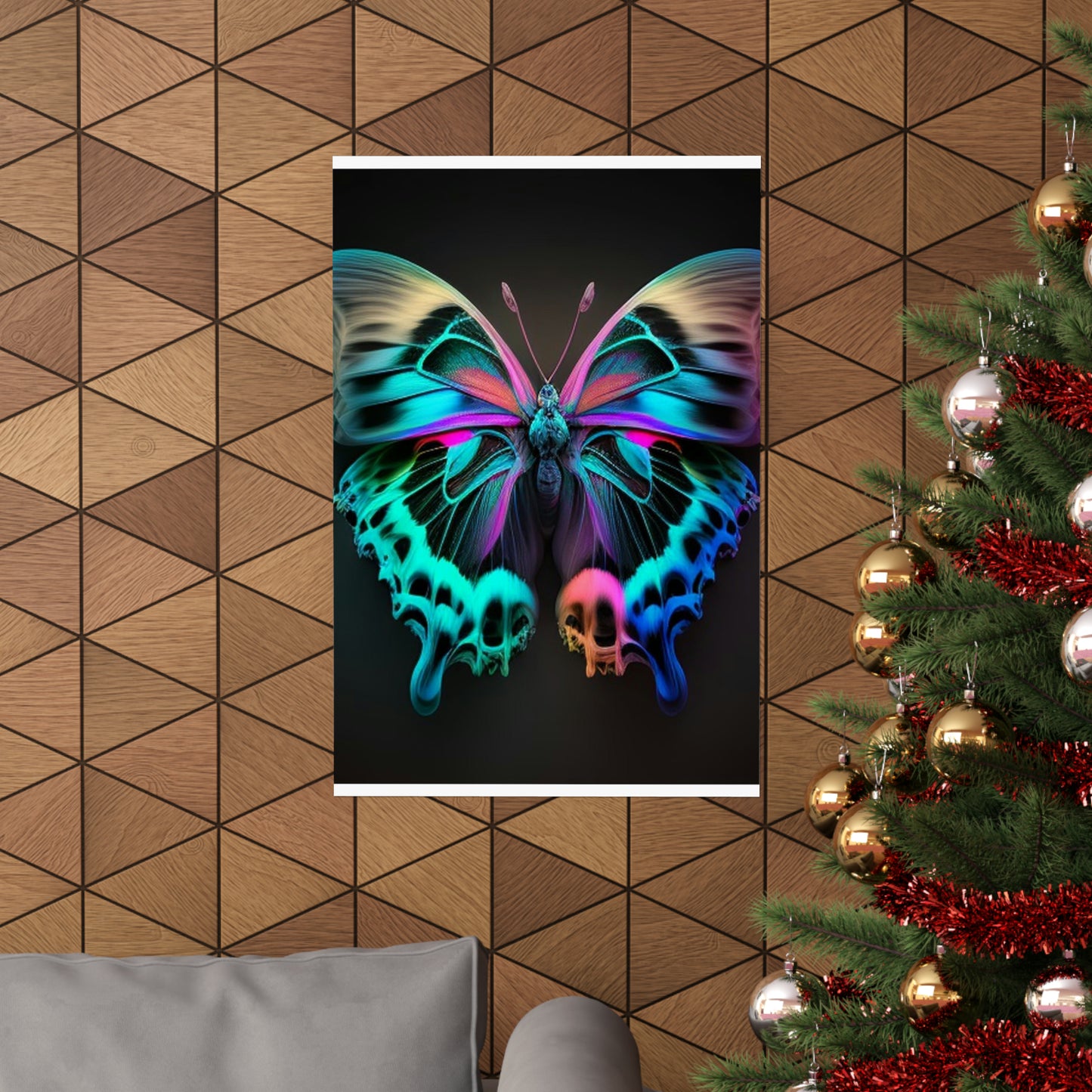 Premium Matte Vertical Posters Neon Butterfly Fusion 2