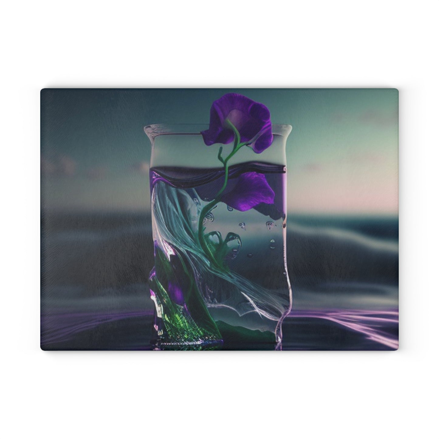 Glass Cutting Board Purple Sweet pea in a vase 3