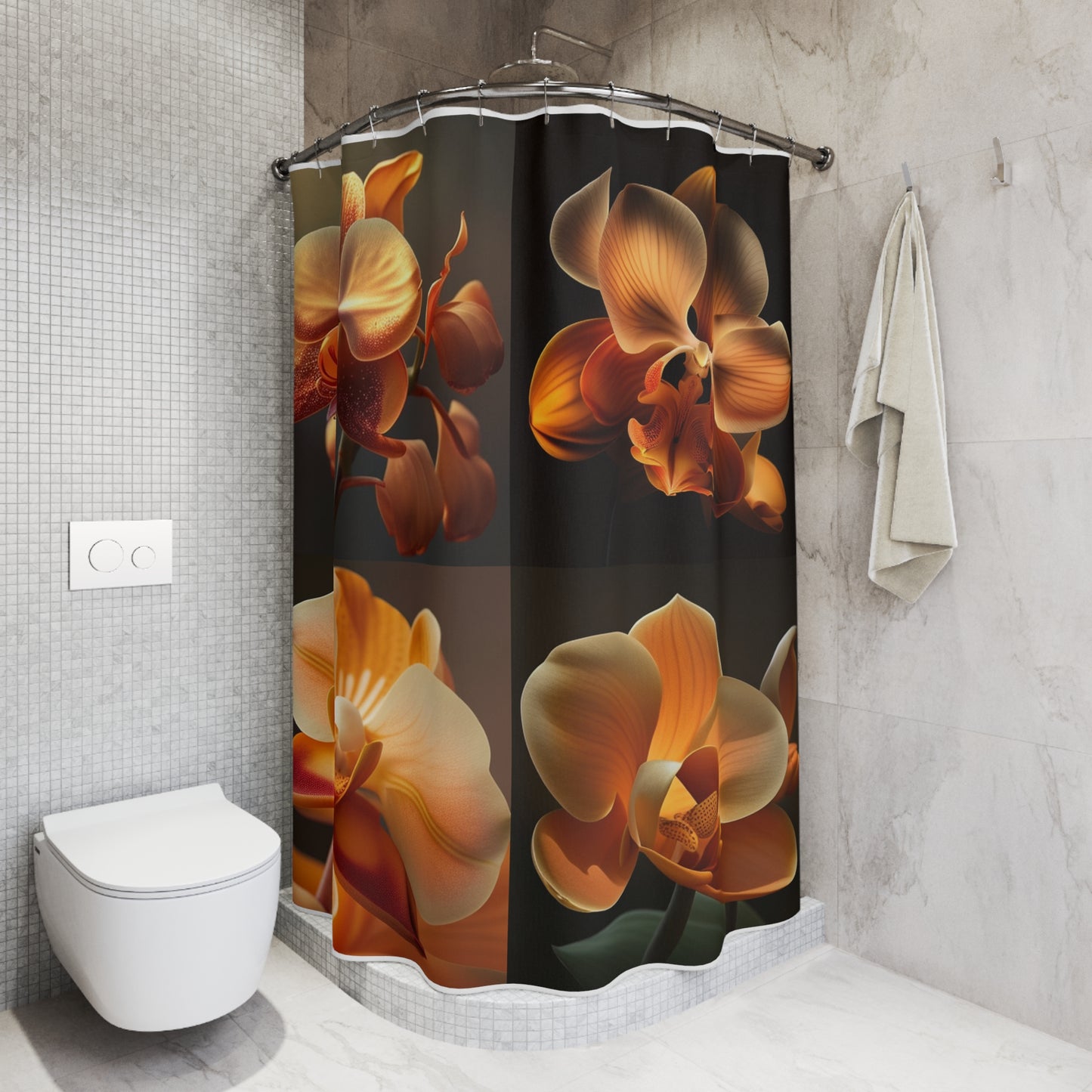 Polyester Shower Curtain Orange Orchid 5