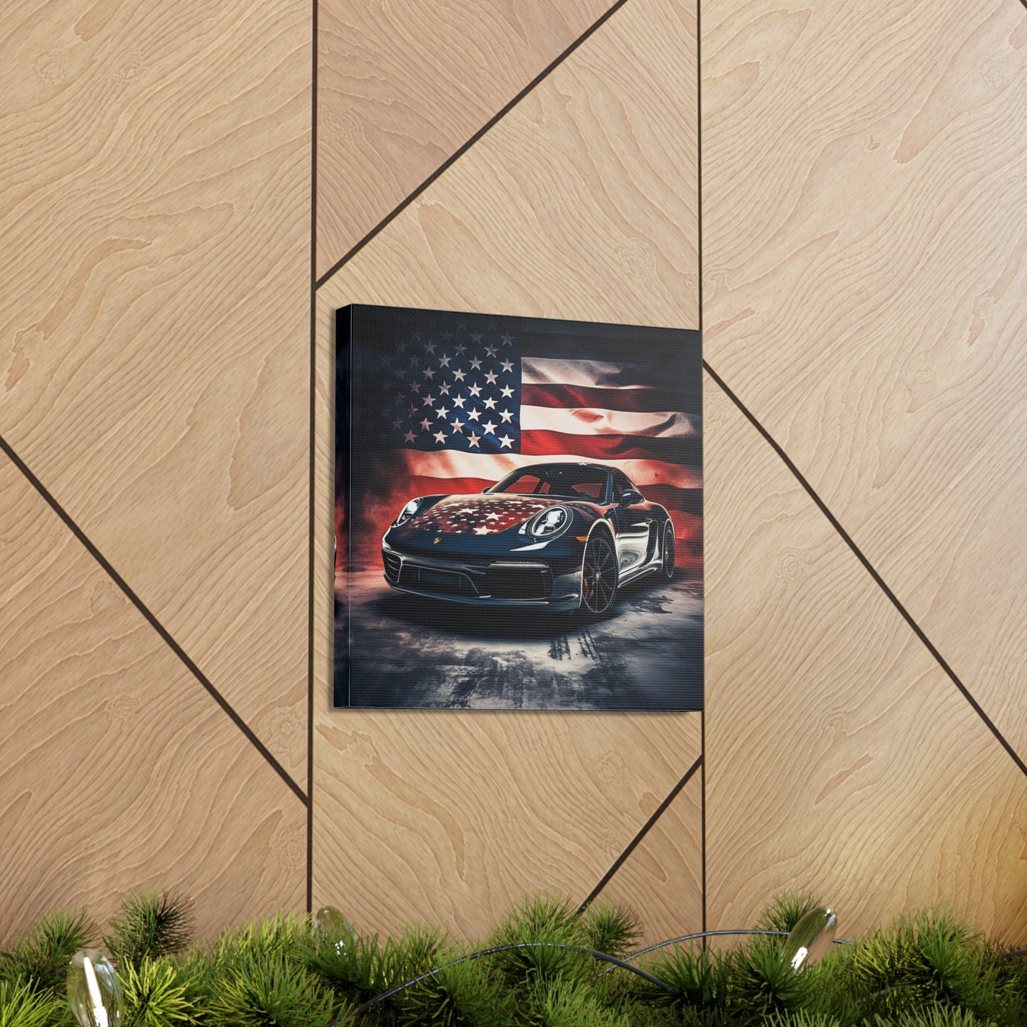 Canvas Gallery Wraps Abstract American Flag Background Porsche 2