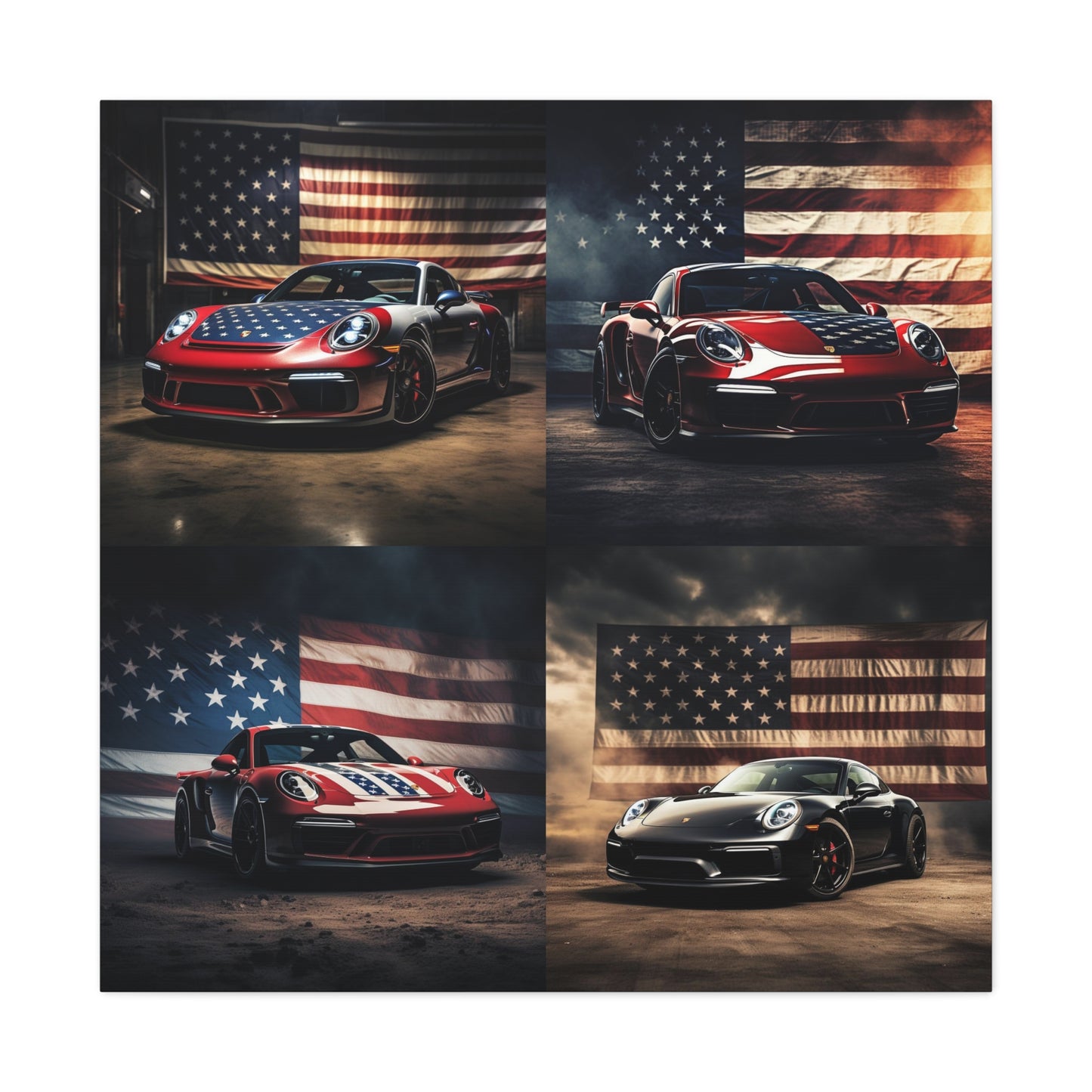 Canvas Gallery Wraps American Flag Background Porsche 5