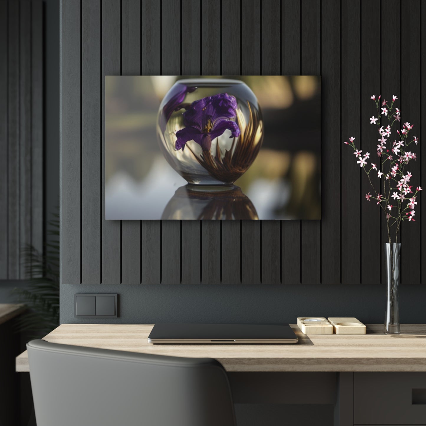 Acrylic Prints Purple Iris in a vase 2