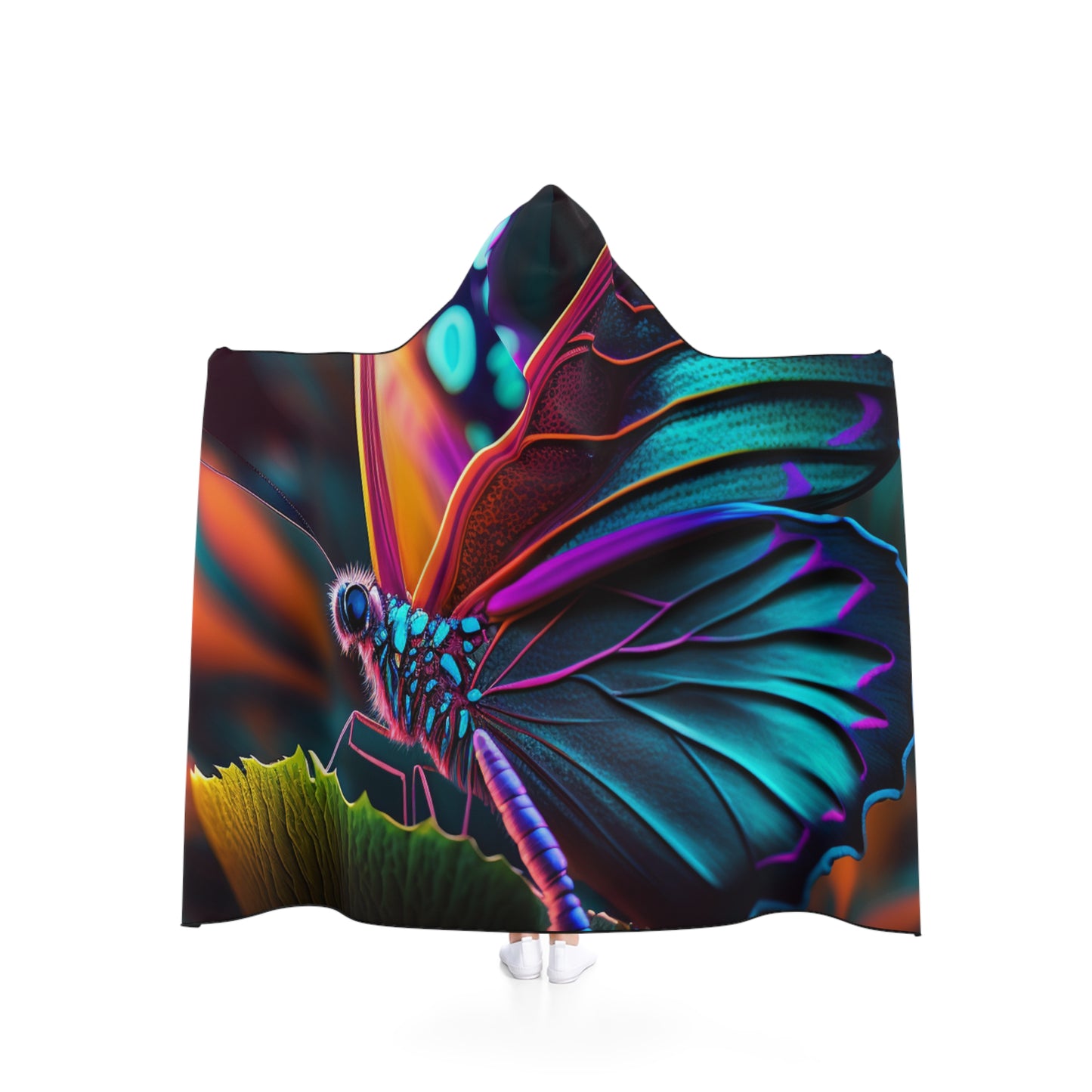 Hooded Blanket Neon Butterfly Macro 1