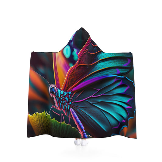 Hooded Blanket Neon Butterfly Macro 1