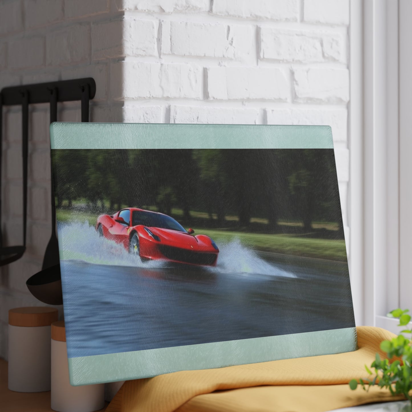 Glass Cutting Board Water Ferrari Splash 3