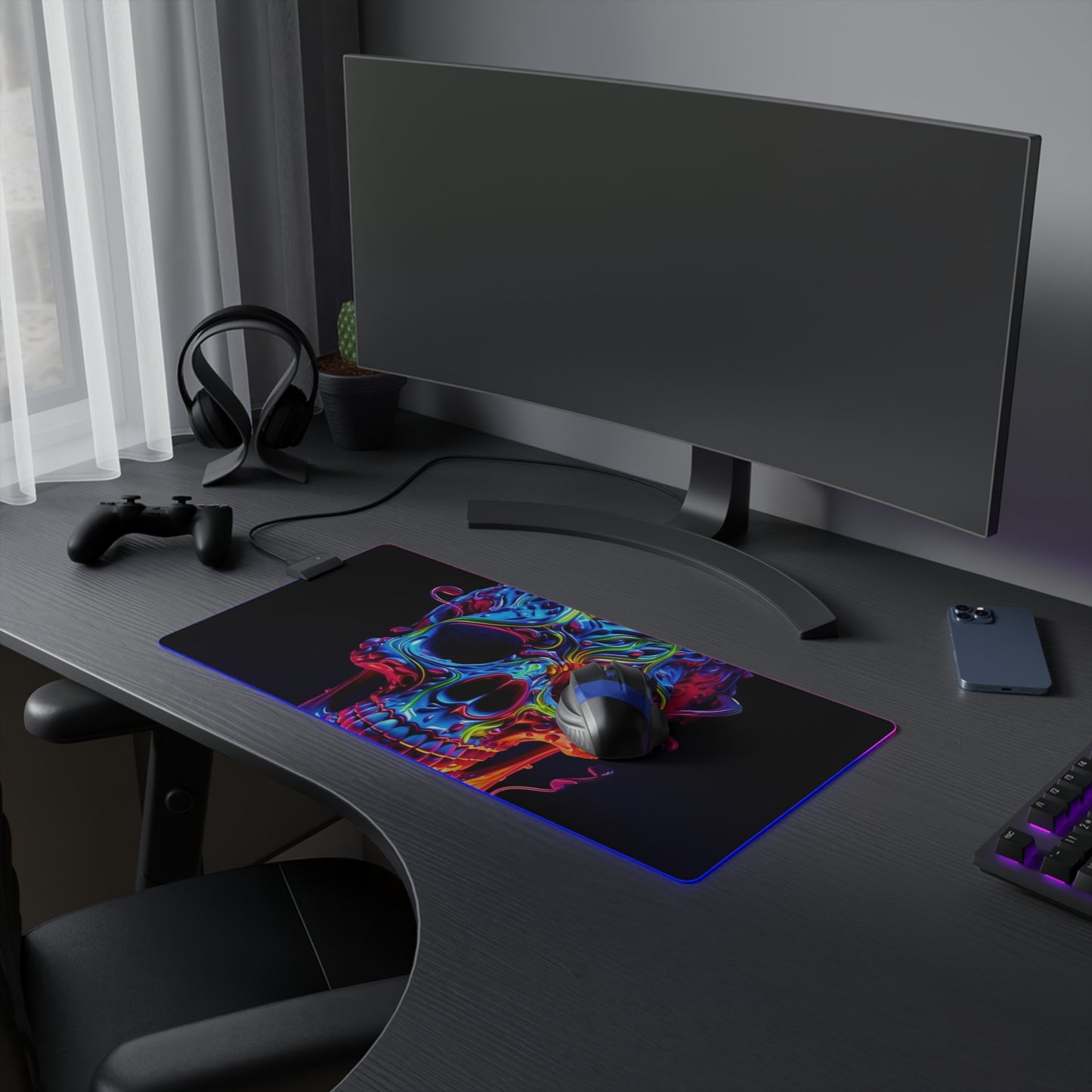 LED Gaming Mouse Pad Macro Skull Color 3