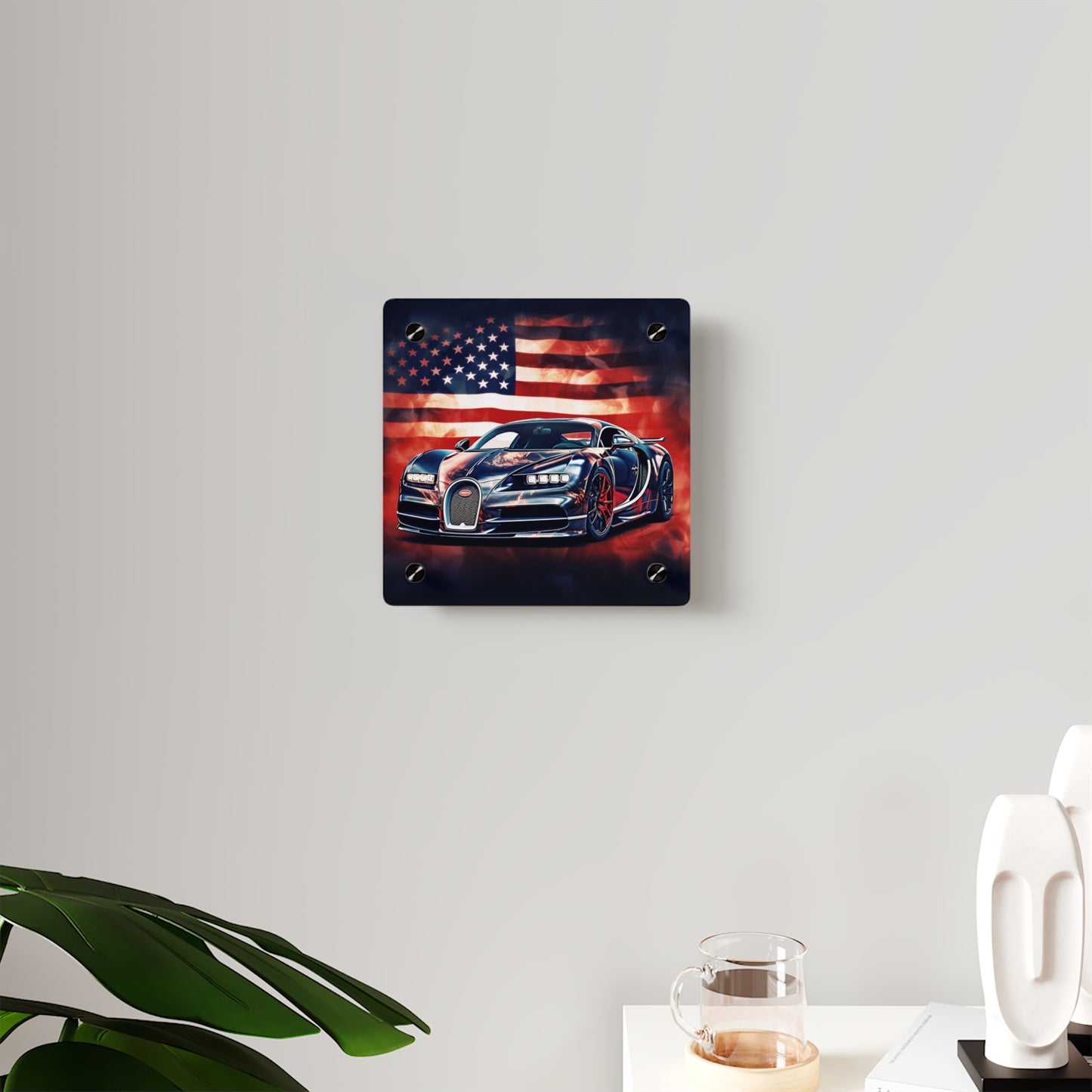 Acrylic Wall Art Panels Abstract American Flag Background Bugatti 4