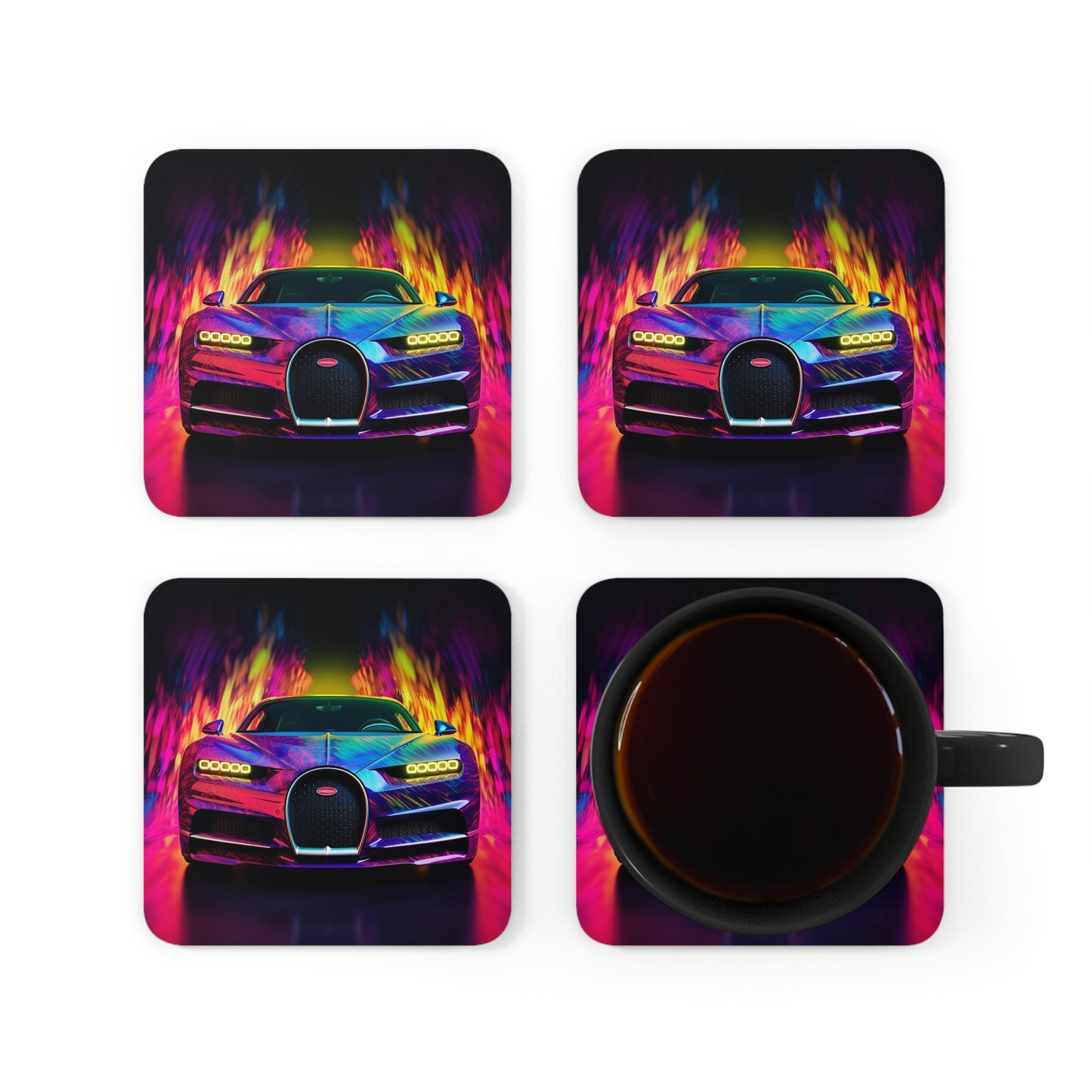 Corkwood Coaster Set Florescent Bugatti Flair 3