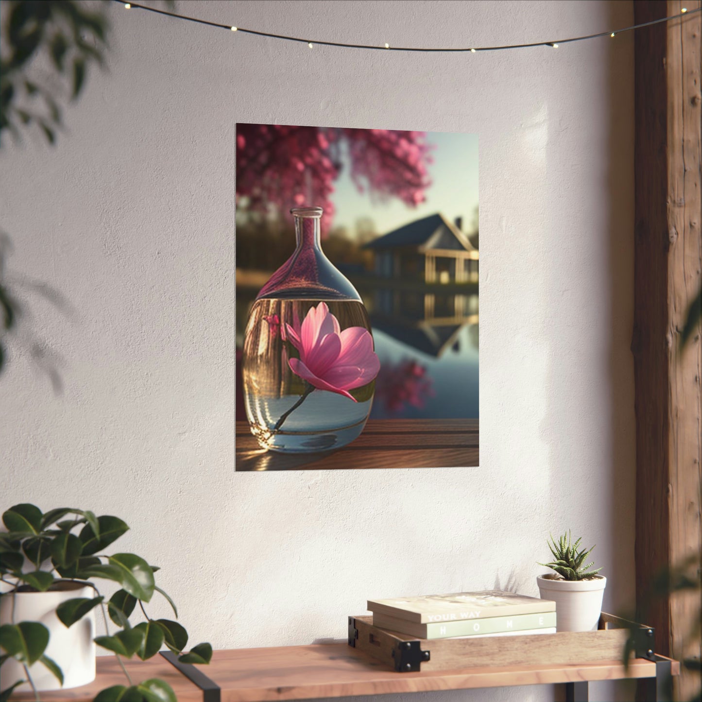 Premium Matte Vertical Posters Magnolia in a Glass vase 2