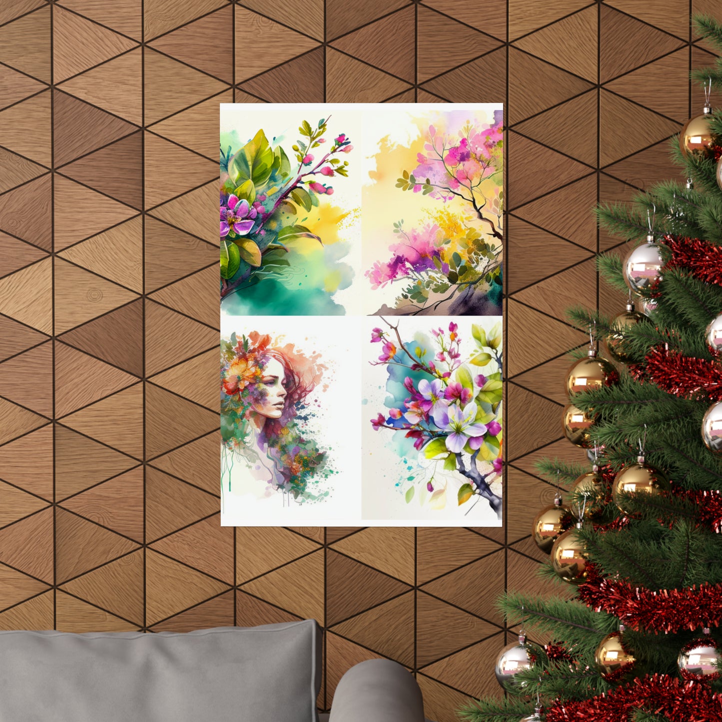 Premium Matte Vertical Posters Mother Nature Bright Spring Colors Realistic Watercolor 5