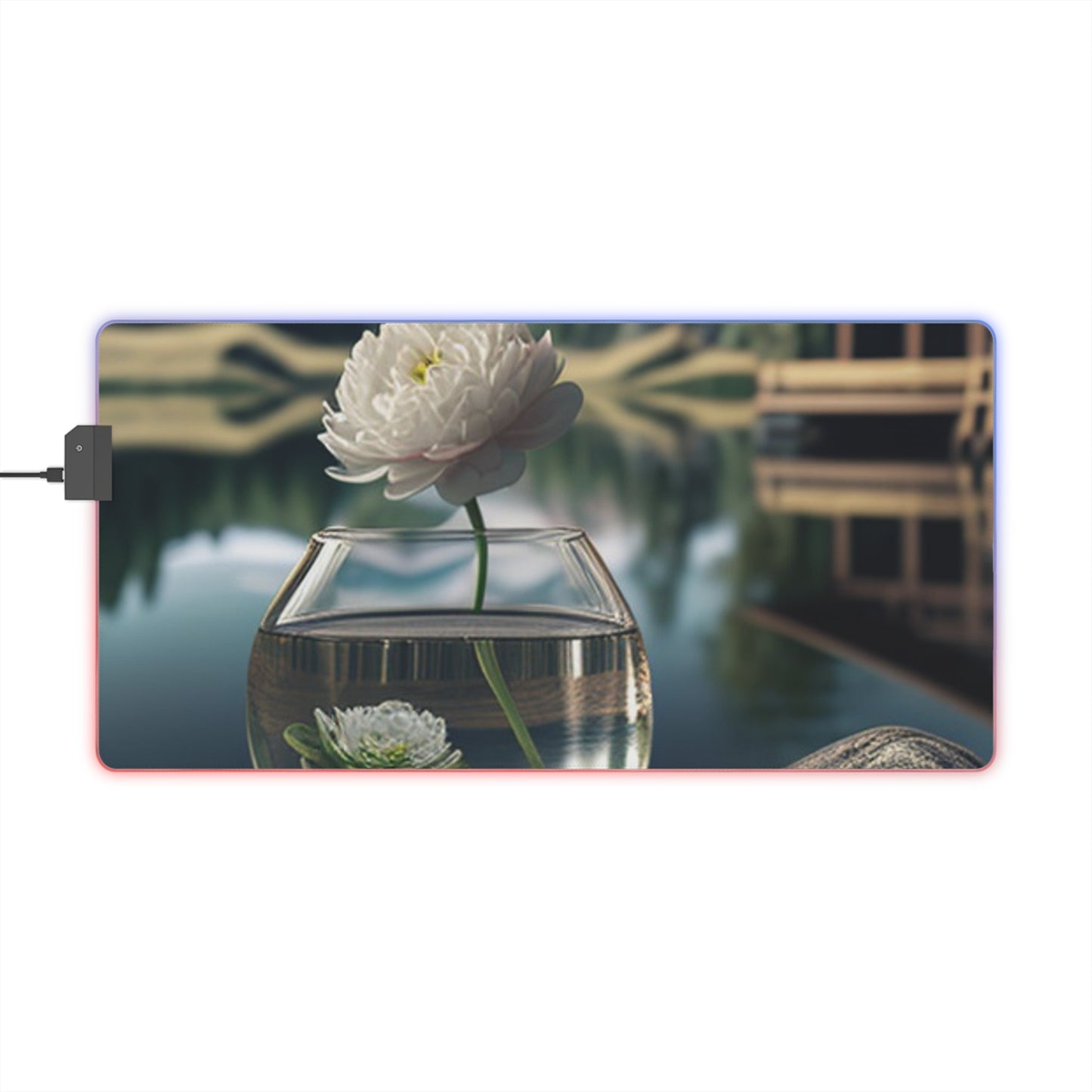 LED Gaming Mouse Pad White Peony glass vase 2