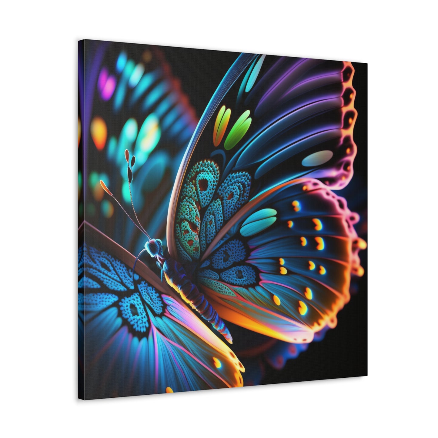 Canvas Gallery Wraps Neon Butterfly Macro 2