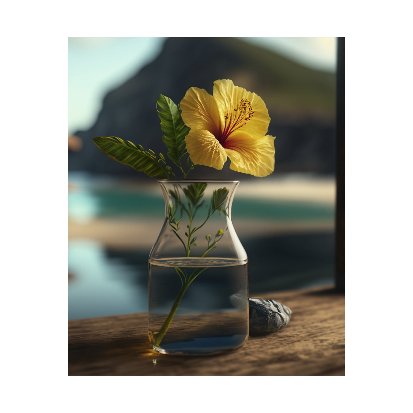 Premium Matte Vertical Posters Yellow Hibiscus Wood 4