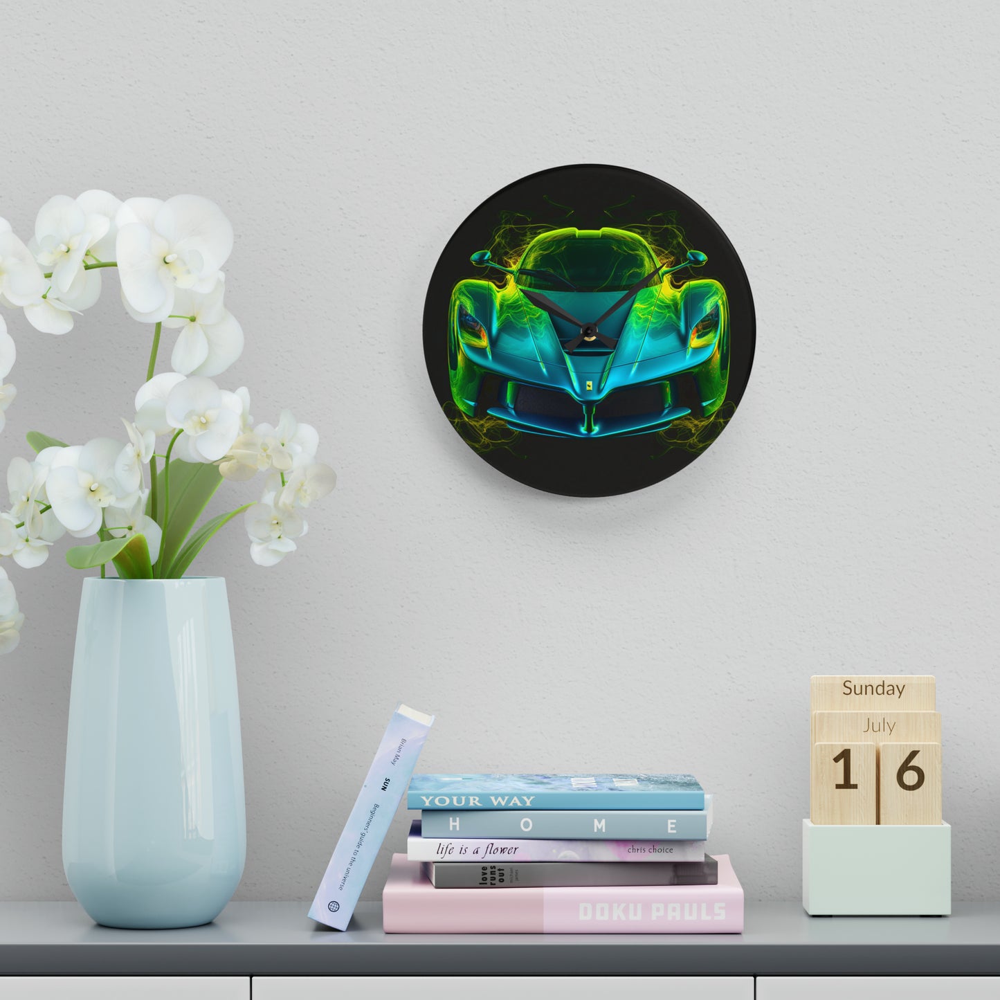 Acrylic Wall Clock Ferrari Neon 2