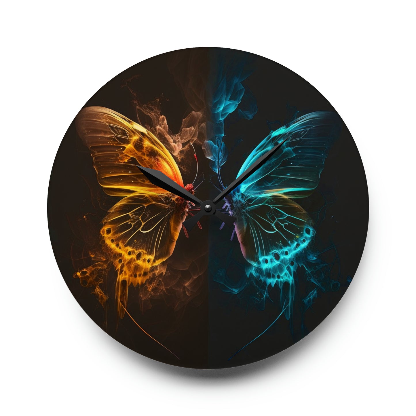 Acrylic Wall Clock Kiss Neon Butterfly 8
