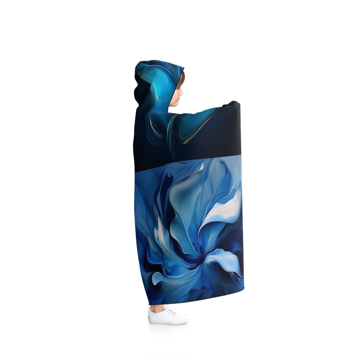 Hooded Blanket Abstract Blue Tulip 5