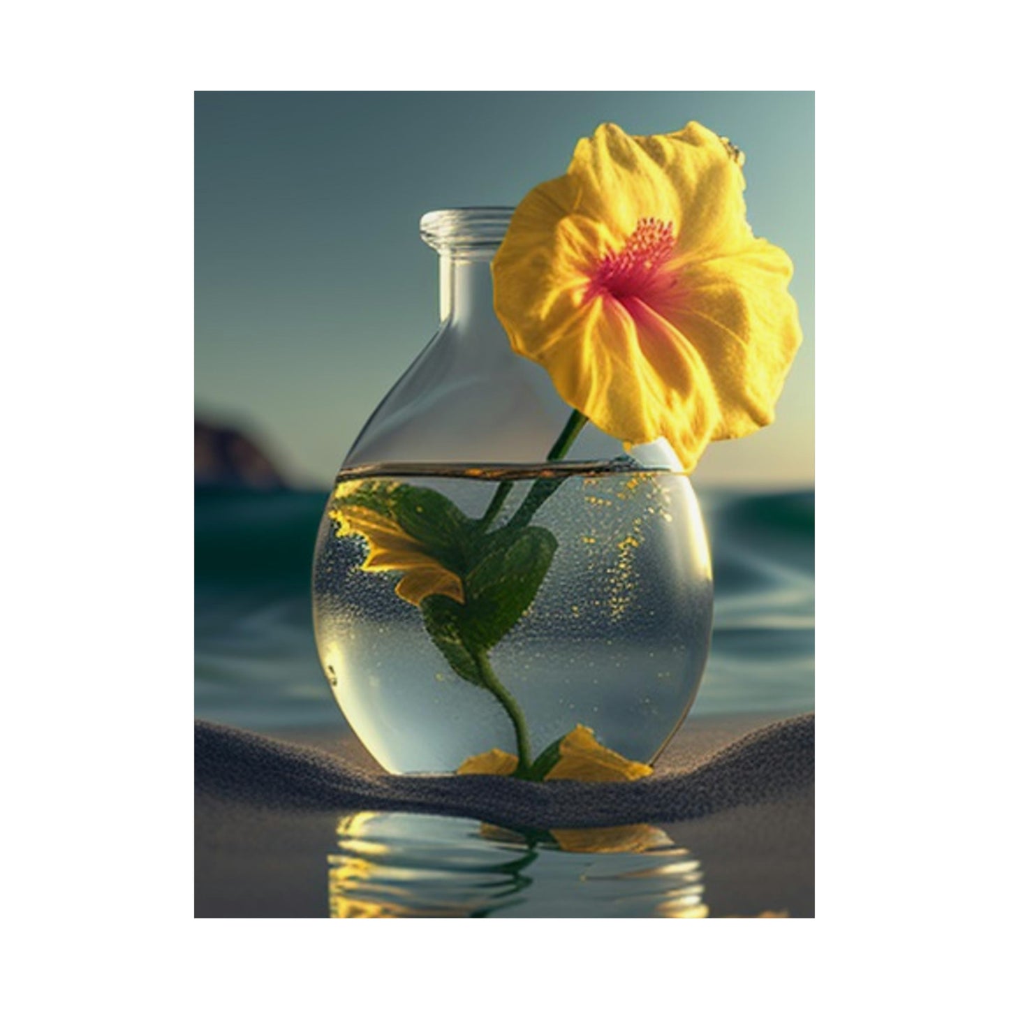 Premium Matte Vertical Posters Yellow Hibiscus glass 2