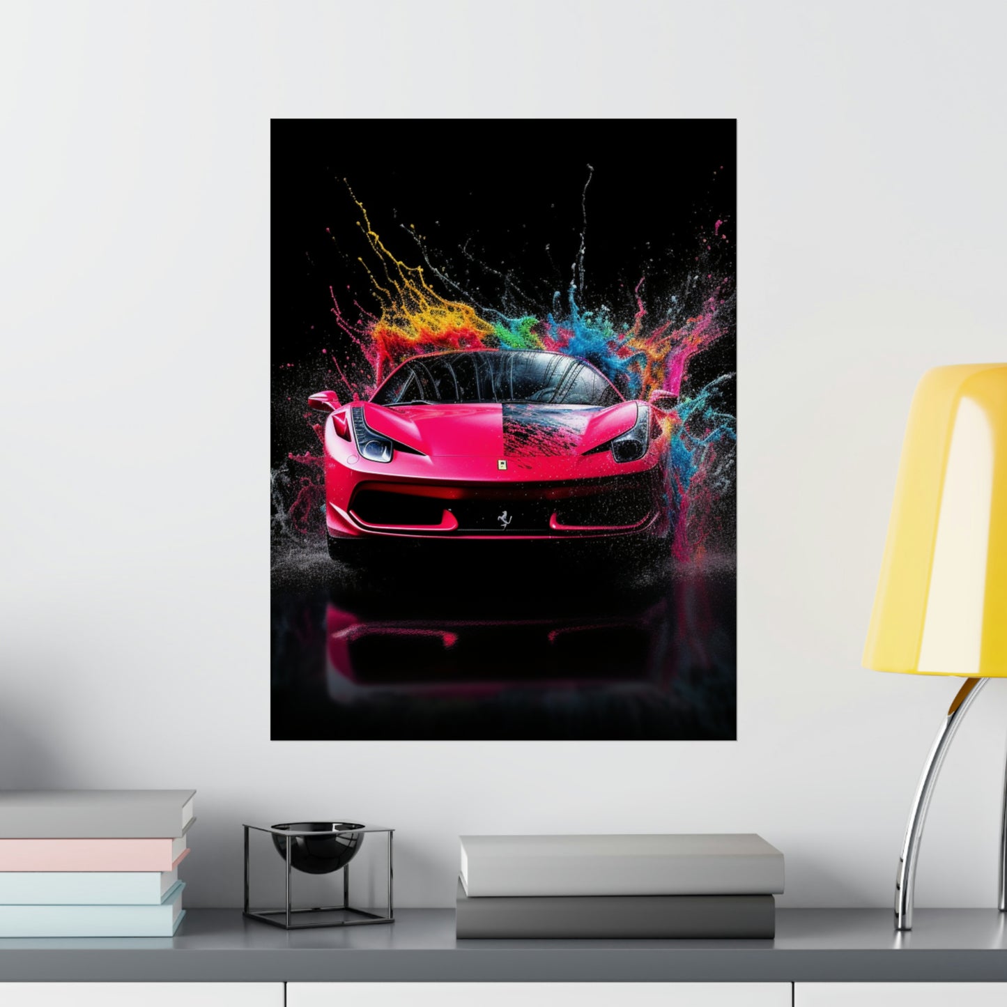 Premium Matte Vertical Posters Ferrari Water Splash 2