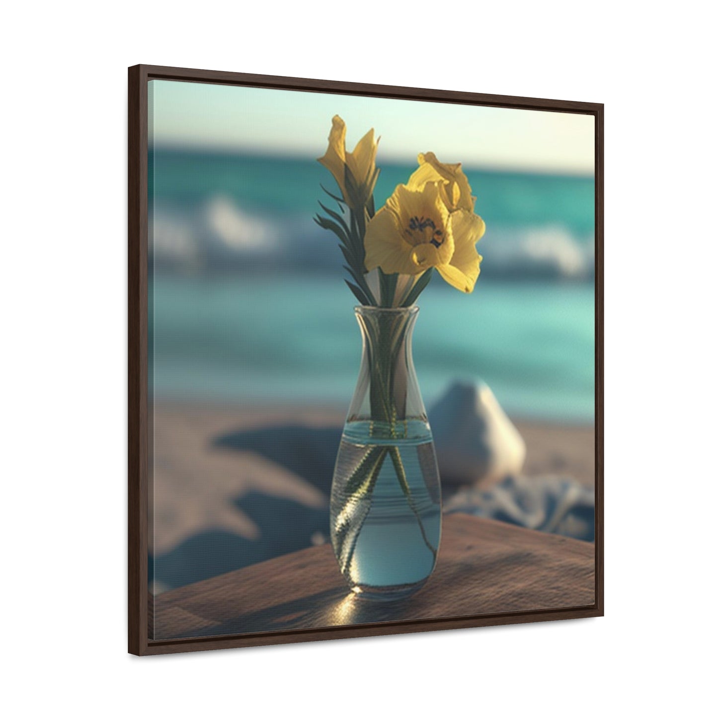 Gallery Canvas Wraps, Square Frame Yellow Gladiolus glass 4