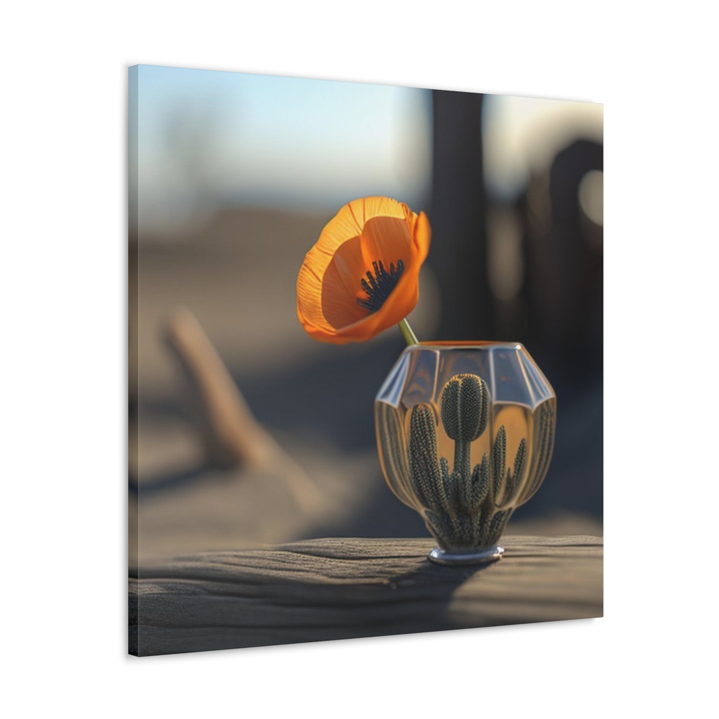 Canvas Gallery Wraps Orange Poppy in a Vase 2