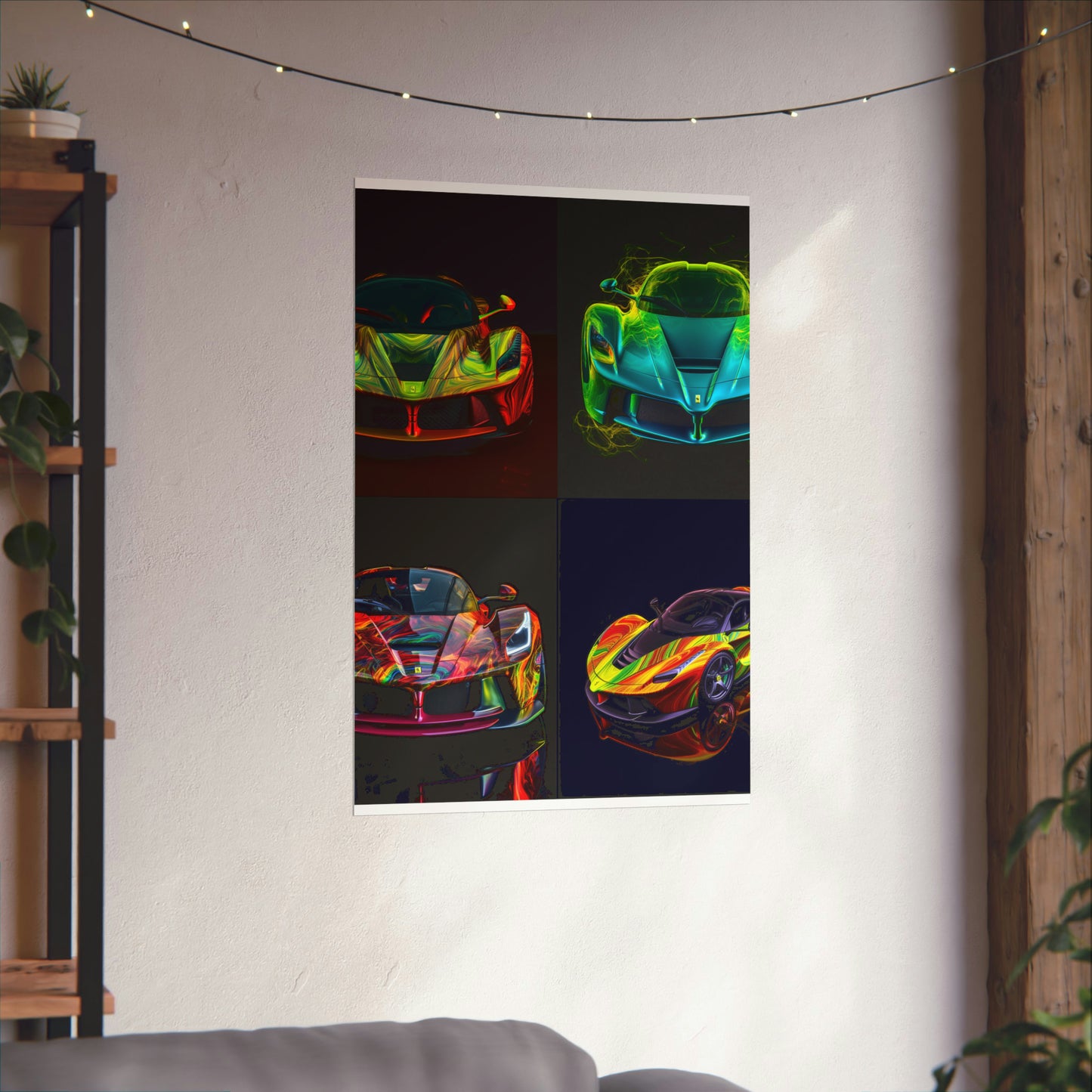 Premium Matte Vertical Posters Ferrari Neon 5